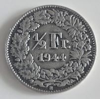 1/2 Franken 1944 Helvetia Münze Sammlerstück Silber