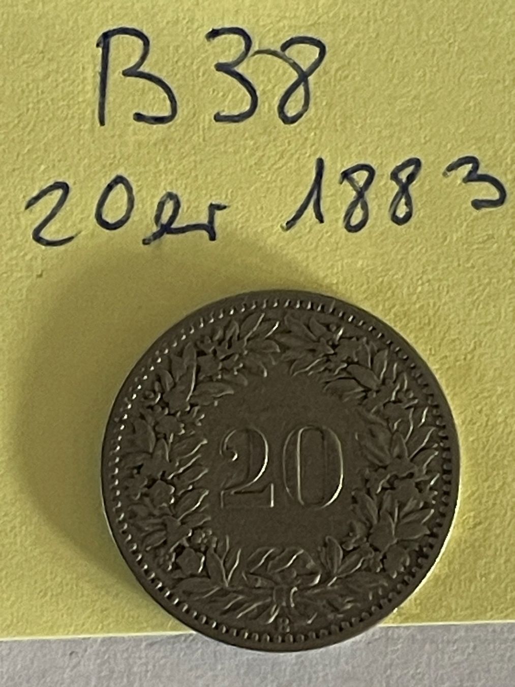 Toutes les monnaies: 20 Rappen - Schweiz - 1883 – D'occasion à Niederwil AG par dahu75