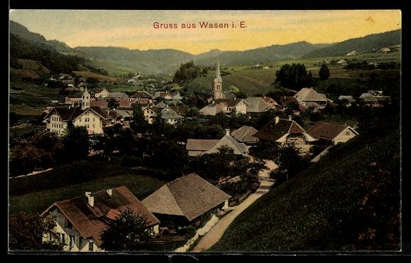 Cartoline postali: AK Wasen i. E., Panorama des Ortes – Usato da Berlin venduto da bartko-reher
