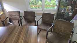 4 Stühle Freischwinger braun