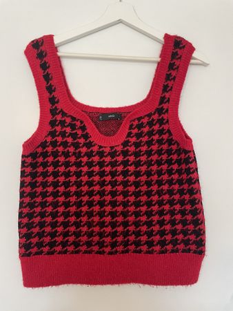 Printed Knitted Sleeveless Sweater Vest