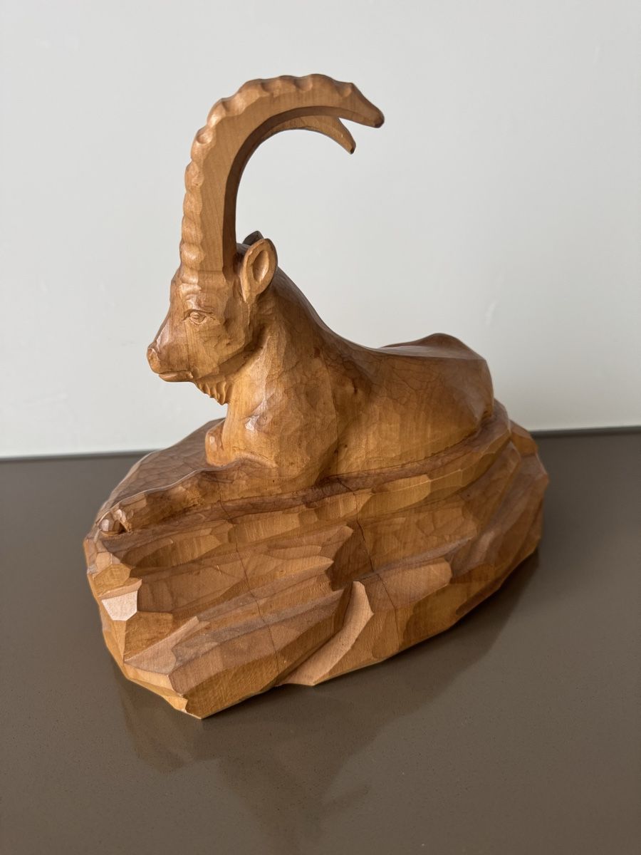Skulpturen & Statuen: Holz-Steinbock geschnitzt, Handarbeit, Dekoration – Neu (gemäss Beschreibung) aus Ibach von jansim 1