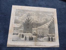 Basel,Litho Wilh.Deck,Zeughaus,Militär,der grosse Schnee1855