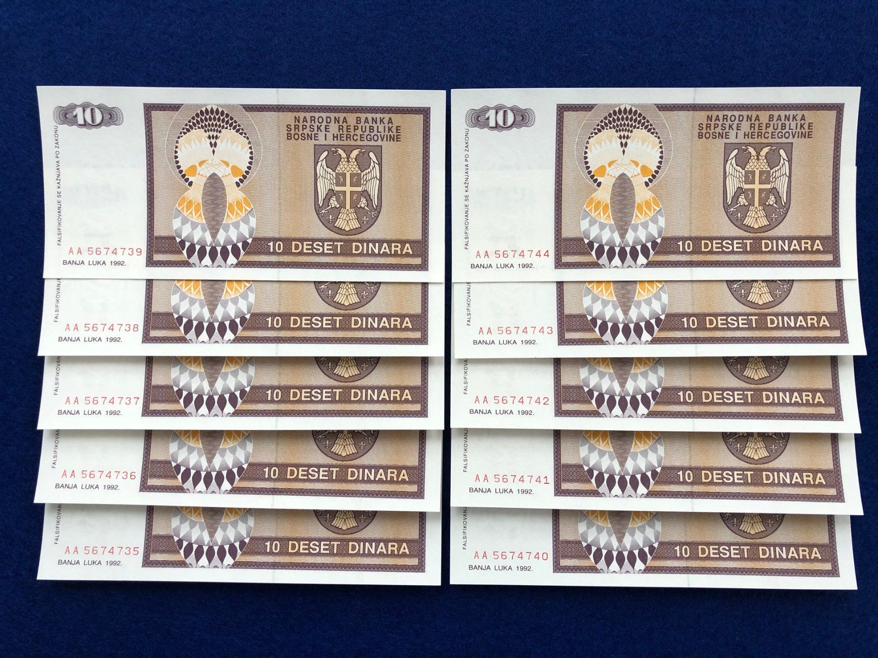 Banconote: Banja Luka 1992 - 10x10 Dinar UNC – Nuovo (secondo la descrizione) da Pfäffikon SZ venduto da Sieben77