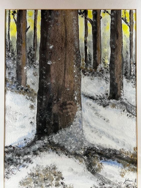 Dipinti: Wald im Winter- Aquarell – Usato da Hinwil venduto da Grossformat 1