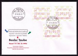 AKTION !_ATM 10_SONDER-ATM BASLER TAUBE_Schöner ABO-Satz-FDC