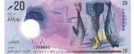 Malediven 20 Rufiyaa  P-27 NEW Sign SYMBOL Polymer UNZ