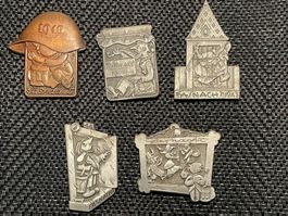 Basler Fasnachtsplaketten Set 1940 - 1945 OHNE Nadel