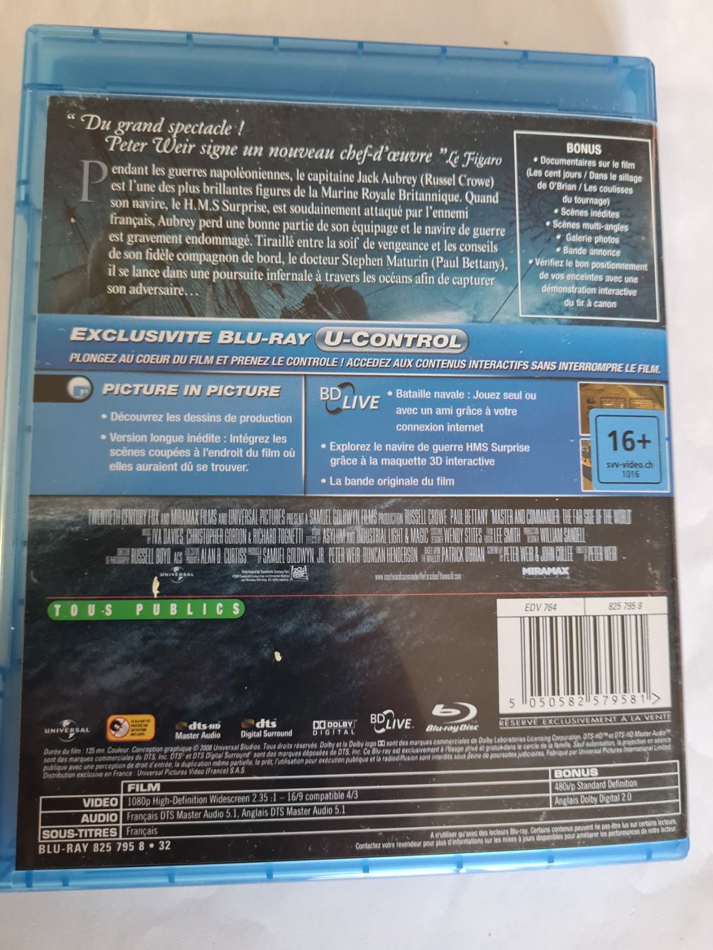 Tous les DVDs: Blu-ray "Master and Commander" avec Russell Crowe – D'occasion à Tavannes par Xeney 1