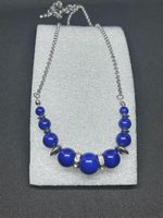 Collana girocollo blu con sfere lucide regolabile 47 - 54 cm