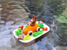 Handmade Hase im Rüebliauto Kuchen