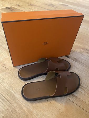 Hermes IZMIR Sandalen, gold braun, size 40