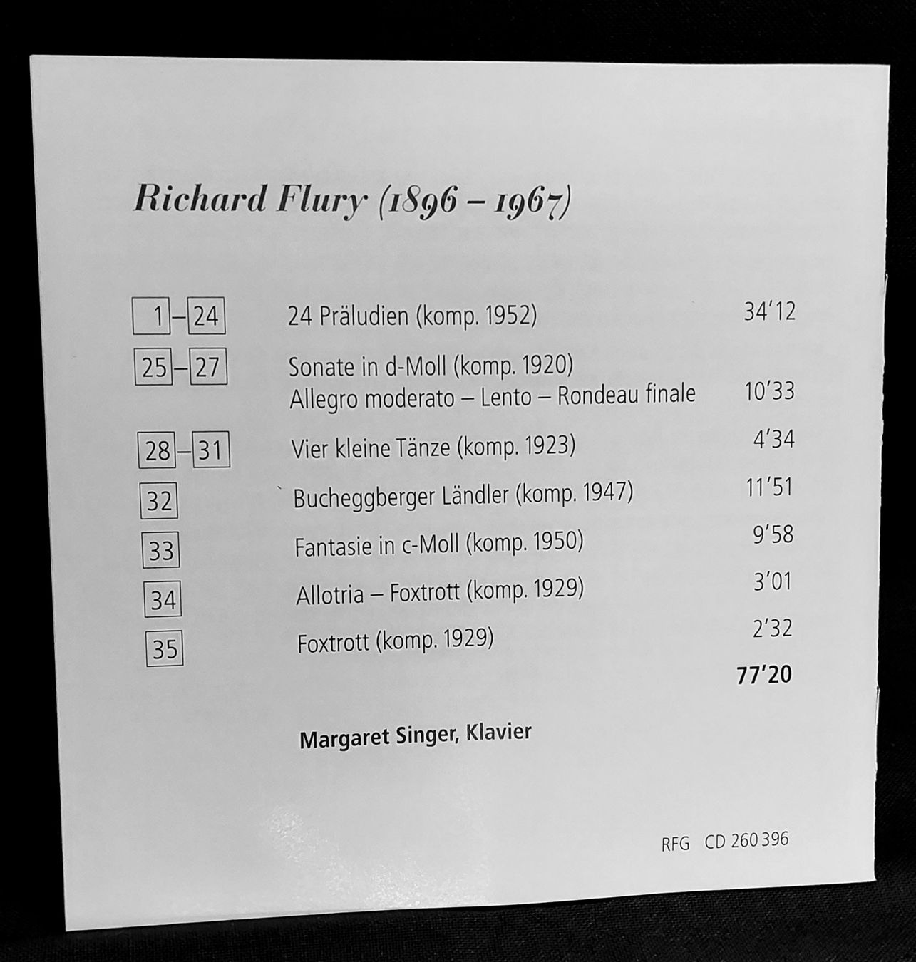 CD: CD   RICHARD FLURY - Margaret Singer Klavier – Nuovo e nell'imballaggio originale da Allmendingen b. BE venduto da MMC-MuMeCo 1