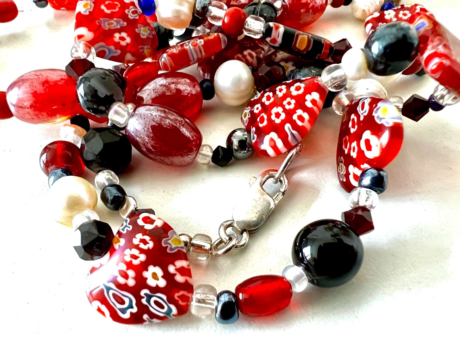 Ketten: Murano Millefiori Longkette – echte Perlen & Silber 925 – Gebraucht aus Ruswil von artbyhand 4