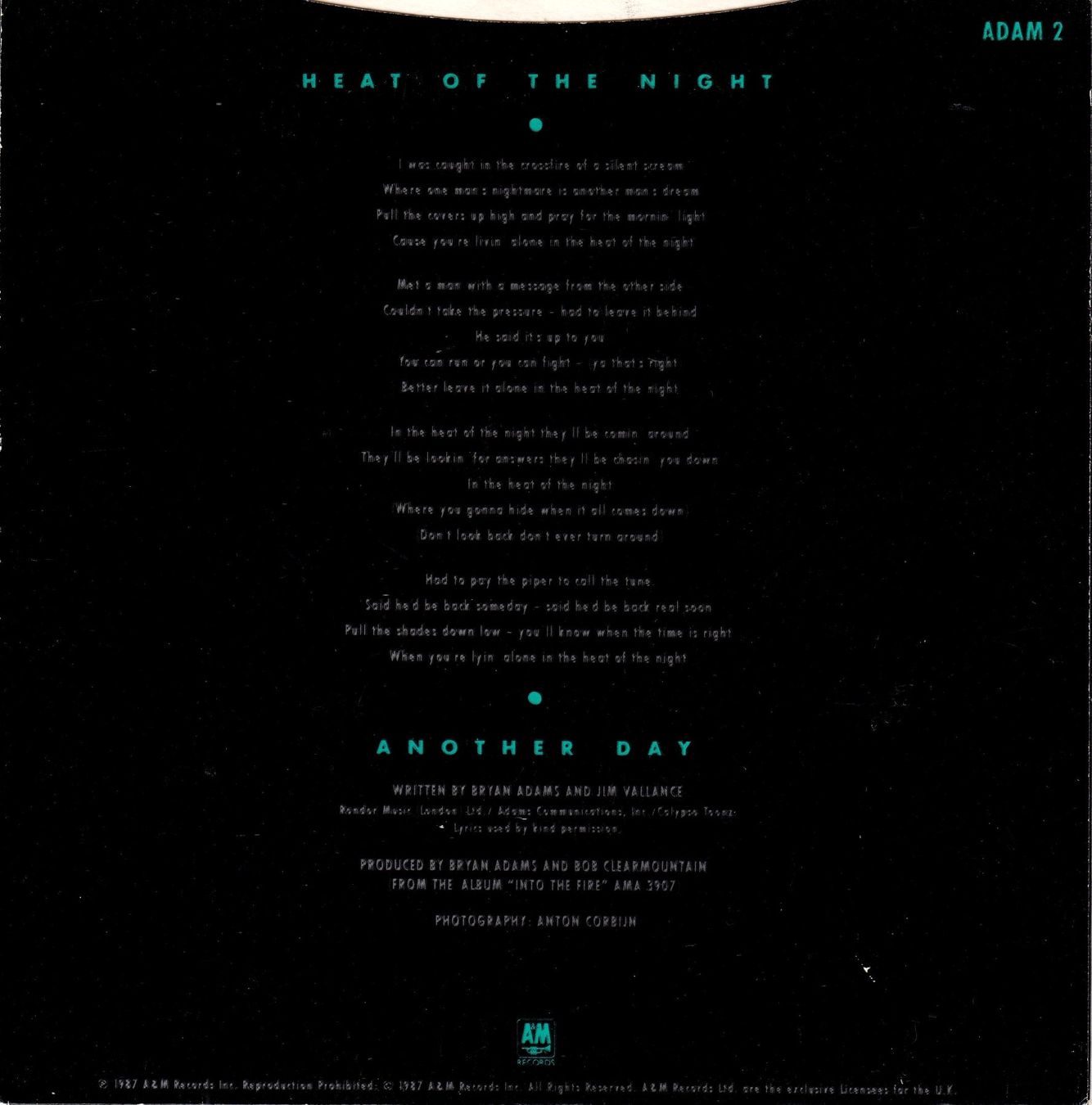 Dischi in vinile: Bryan Adams Vinyl Single von 1987 – Usato da Volketswil venduto da Abcrecords 1