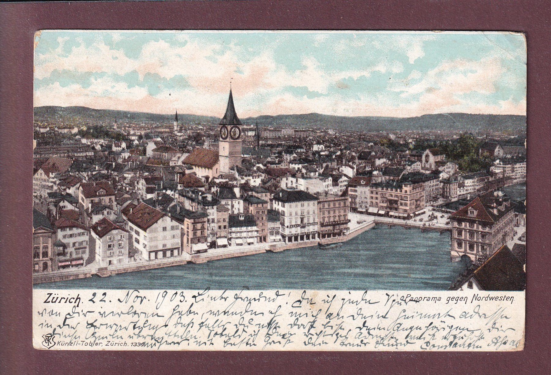 Cartoline postali: ZÜRICH - 1903 // Eckbug // – Usato da Pully venduto da nicecards