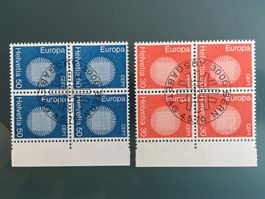 2 Viererblöcke 1970 Europa mit Ersttagsstempel