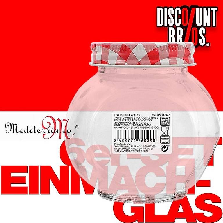 Contenitori & Simili: 6er-Set 280ml Mediterraneo EINMACHGLÄSER Vorratsglas – Nuovo e nell'imballaggio originale da Zürich venduto da Discountbros