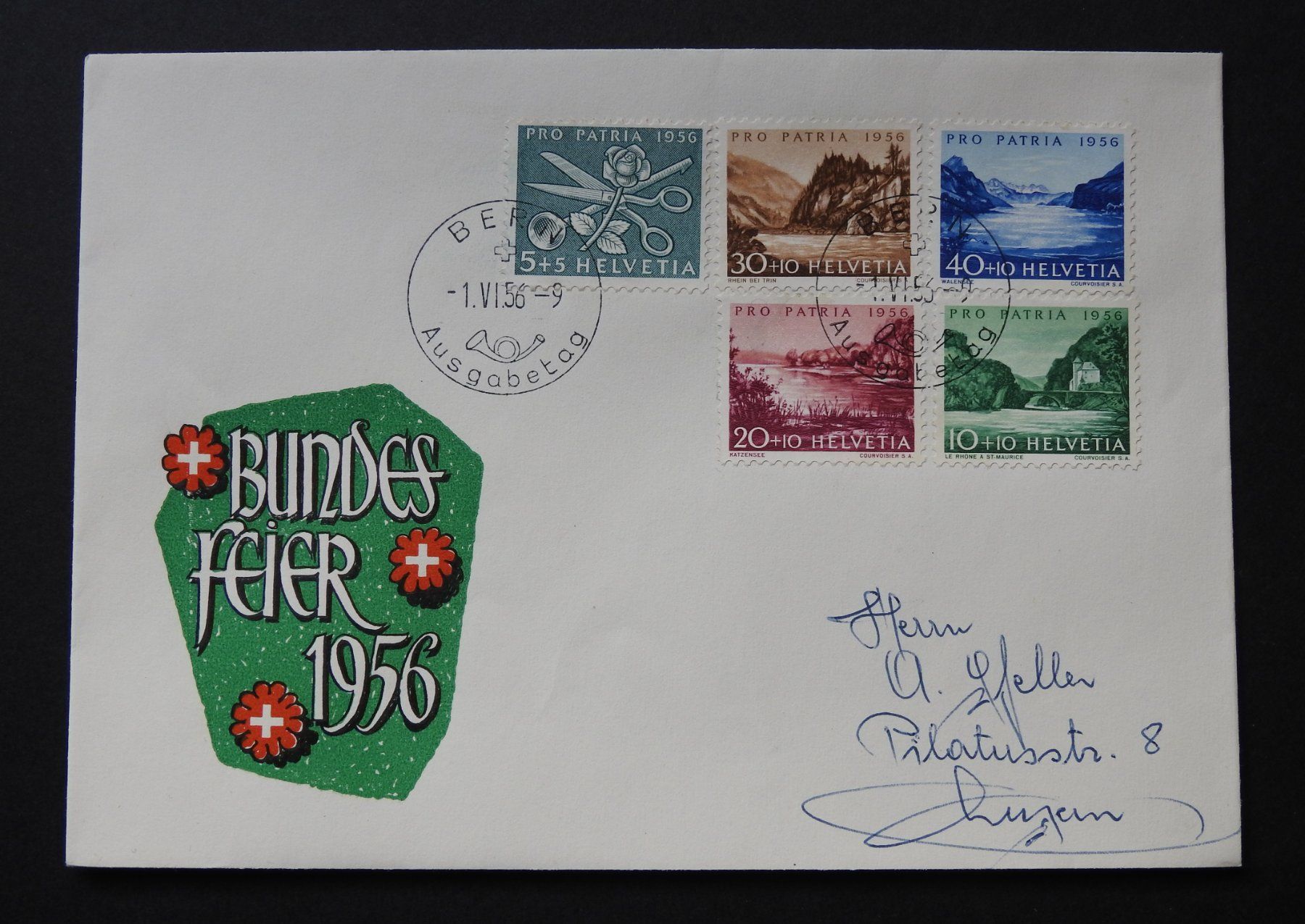 Alle Briefmarken: Illustriert P2 - PP - FDC 1956 – Gebraucht aus Rain von Sterne13