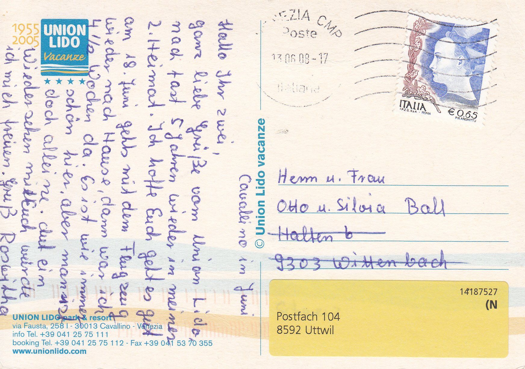 Cartoline postali: Union Lido Camping – Usato da Bürglen TG venduto da StampGraf 1