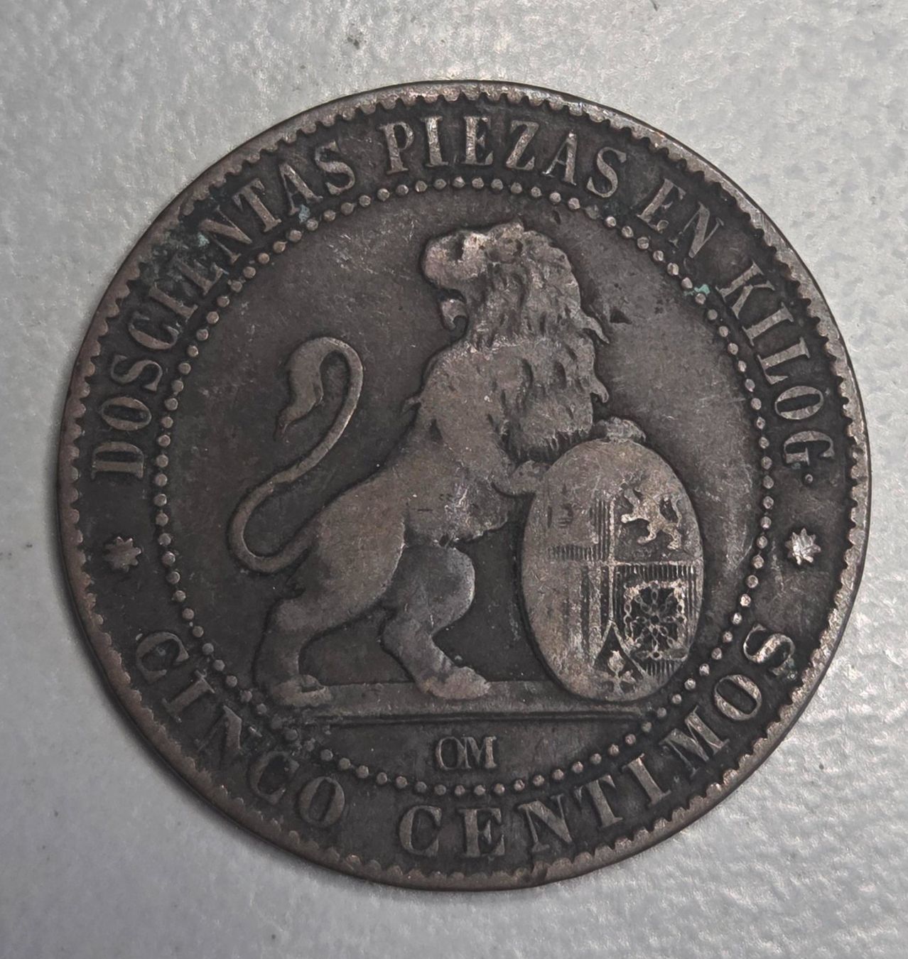 Alle Münzen: Münze 5 Centimos 1870 Spanien – Gebraucht aus Luzern von Kartenansicht 1