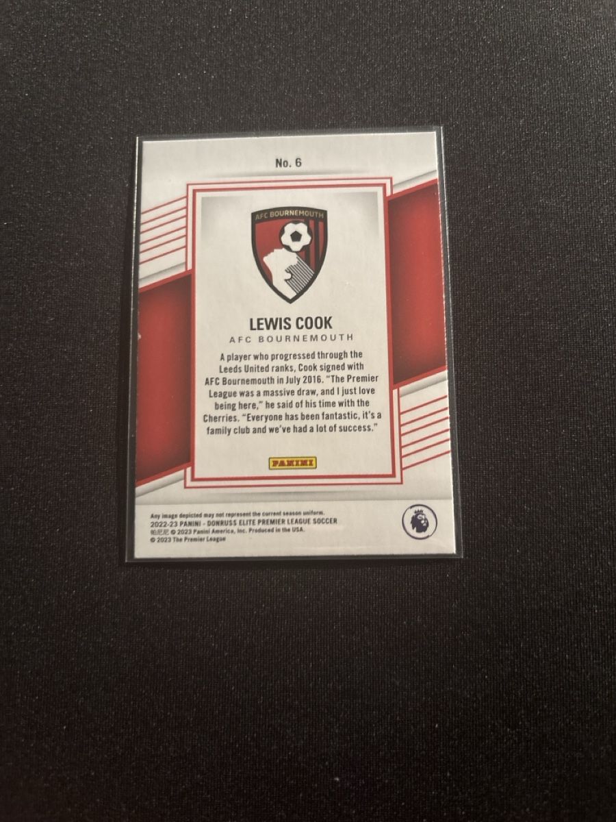 Panini Carte collezionabili: AFC Bournemouth - Lewis Cook - Elite - Panini – Usato da Kaiseraugst venduto da Baum_12 1