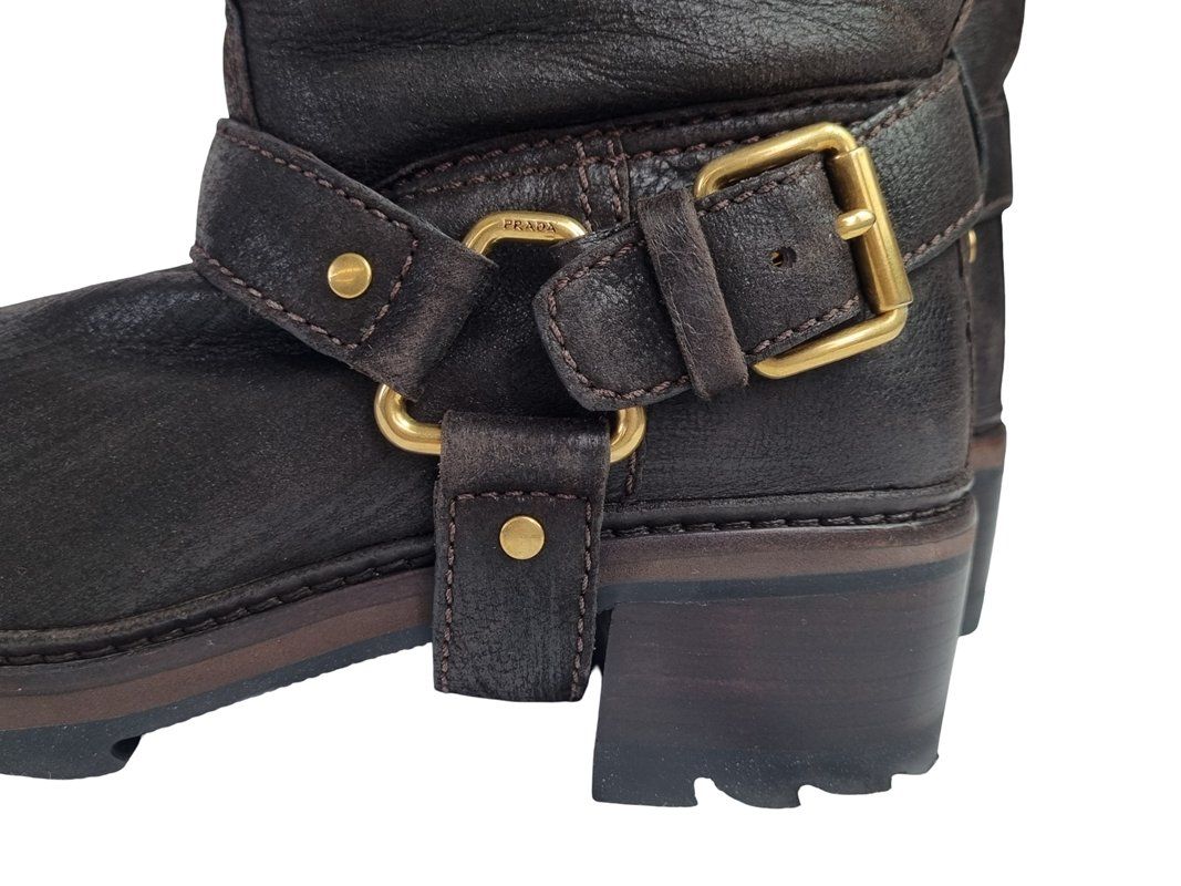 Prada Scarpe da donna: PRADA Linea Rossa Shearling Harness Biker, Gr. 39 – Usato da Wangen b. Olten venduto da Restwert_Wangen 3
