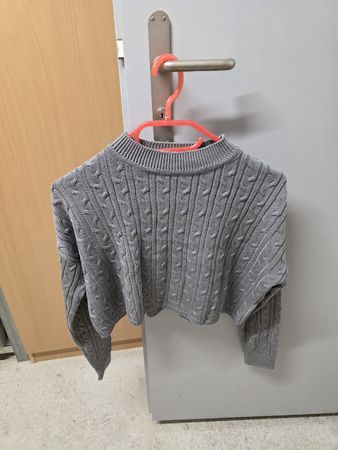 Tally Weijl Strickpullover Crop Gr. XS grau meliert