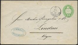 1870 Tüblibrief 25 grün ADLISWEIL ADLISWIL ADLISCHWEIL +++
