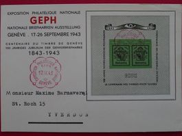 1943, W18 auf Ersttags-Karte, sauber von GENF, Kat: 110.-