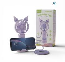 Tragbarer USB-Handventilator mit Handyhalter –Faltbar – Lila