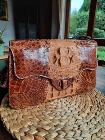 Handtasche aus echtem Krokodilleder, mit Portemonnaie