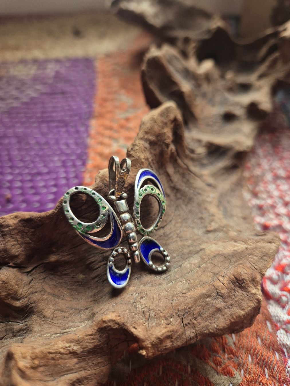 Ciondoli: Retro 925 Silber Emaille Schmetterling Anhänger – Usato da Niederdorf venduto da frau.patchouli