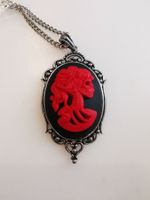 Halskette Skeleton Lady Skull Schädel rot / schwarz