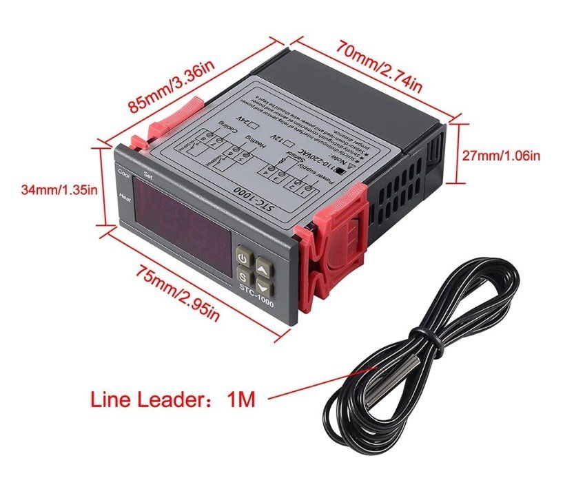 Digitaler Thermostat-Temperaturregler mit 12V-Fühler