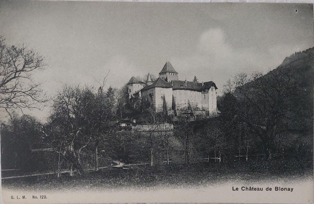 Cartoline postali: BLONAY - Le Château - Le Menu au verso – Usato da Delémont venduto da Domdom1