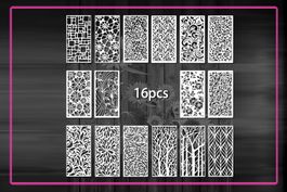 16 x Malschablone zb für Hintergründe 10,5x22cm