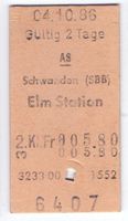 Billette AS Schwanden SBB – Elm Station