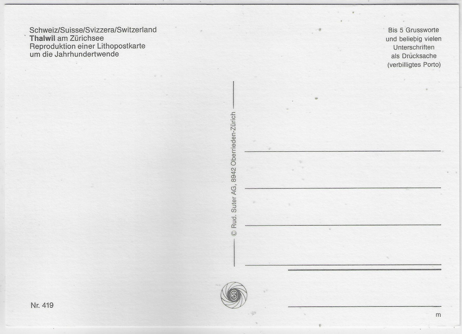 Cartoline postali: Gruss aus Thalwil - Repro – Usato da Ettingen venduto da Kartenplanet 1