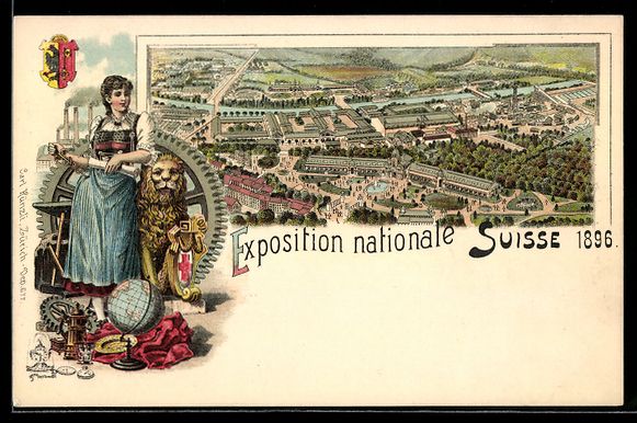 Ansichtskarten: Litho Geneve, Exposition nationale Suiss – Gebraucht aus Berlin von bartko-reher