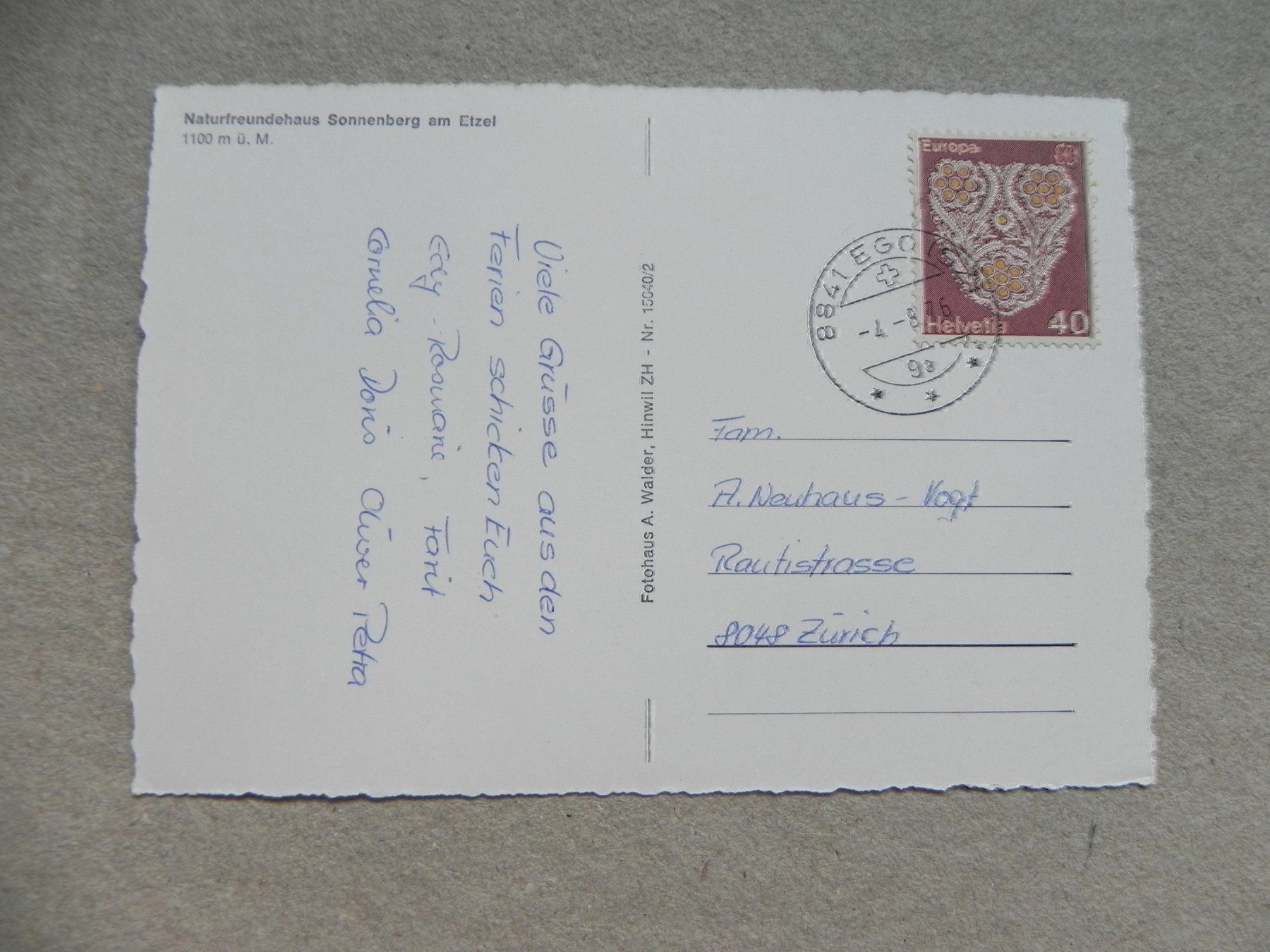 Cartoline postali: Ansichtskarte Etzel SZ Sonnenberg 1986 – Usato da Siebnen venduto da krimsie 1