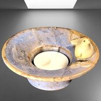 🕊️ Teelichthalter Keramik Vögelchen blau Töpferware 🕯️💫