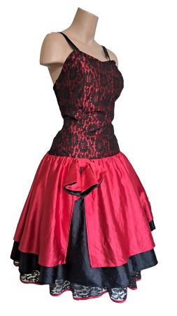 Sommerkleid Partykleid M/L Vintagekleid rot schwarz  Spitze