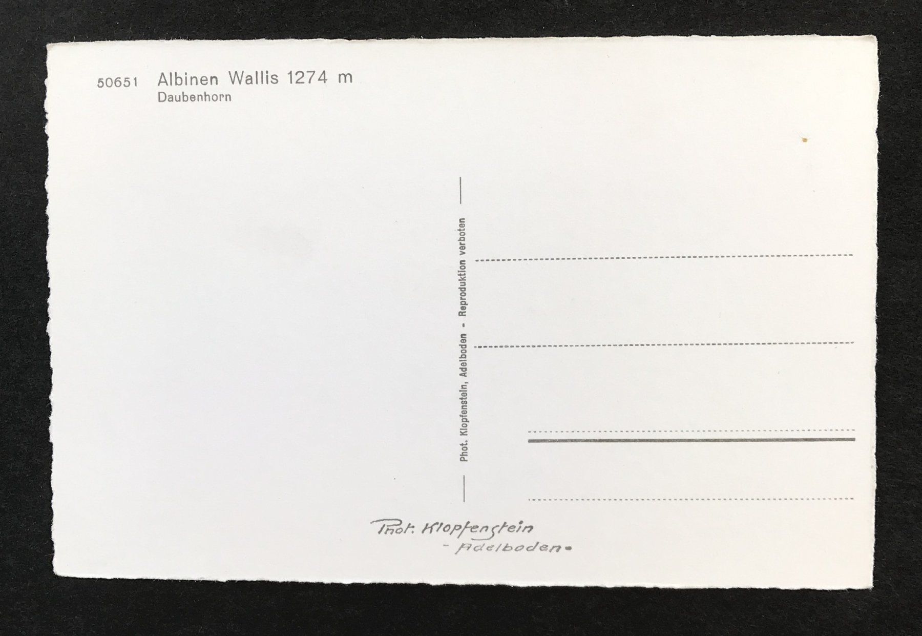 Cartoline postali: ANSICHTSKARTE ALBINEN WALLIS – Usato da Ostermundigen venduto da wini63 1