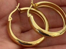 Luxus Elegante Edelsthal Creolen Ohrstecker Farbe Gold