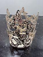 Kerzenhalter Schmetterlinge Metall Silber Frühling