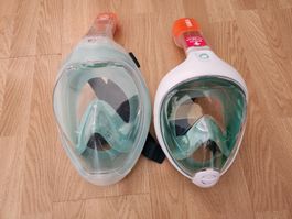 2× Decathlon Easybreath Snorkelling Masks – Adult + Kids XS 