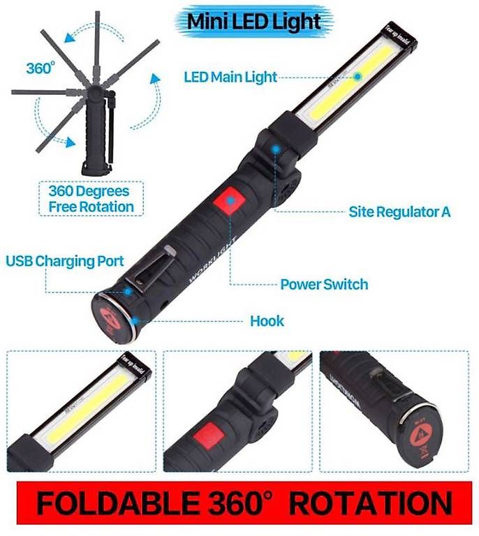 Lampen: Lampe de poche COB, Rechargeable à Base Magnétique – Neu und originalverpackt aus Penthalaz von Adrien011