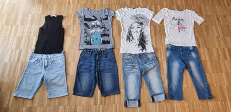 Kleiderpaket Sommer: Shirts + Hosen - Gr. 158/164