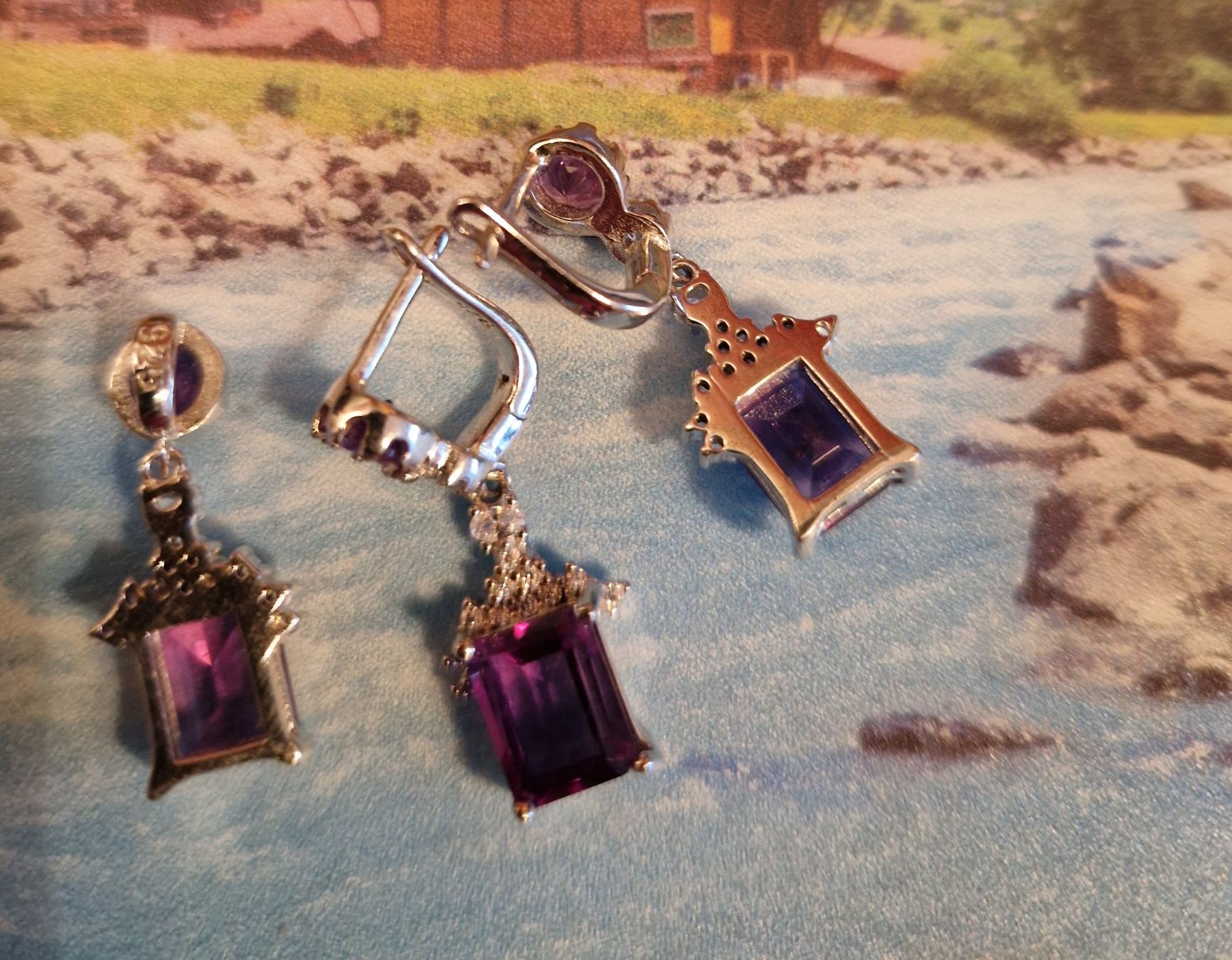 Orecchini pendenti & Orecchini a lobo: Echte Amethyst Set Ohrringe und Anhänger 925 Silber – Nuovo (secondo la descrizione) da Grenchen venduto da Elenka 7